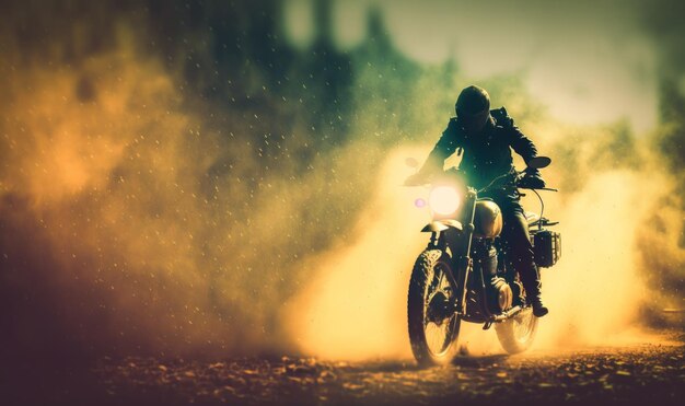 Dreamy Motorcycle Background with Copy Space