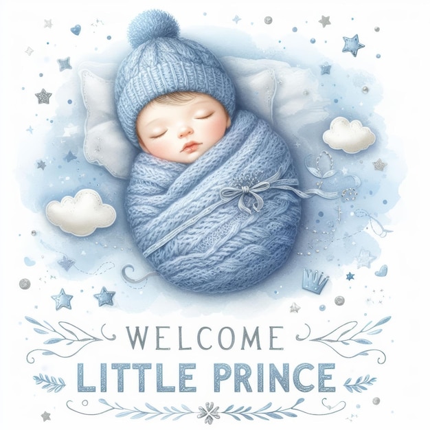 Photo dreamy newborn baby welcome illustration