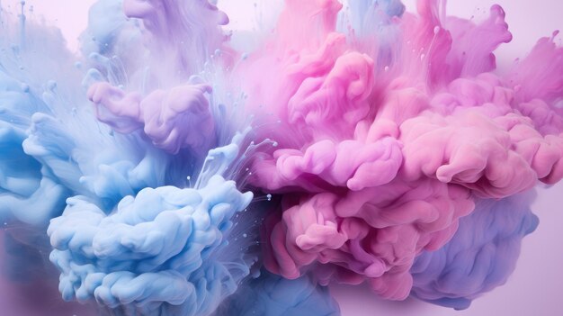 Dreamy Pastel Cloudscape Een abstracte symfonie in Poederroze en Blauwe Generatieve AI