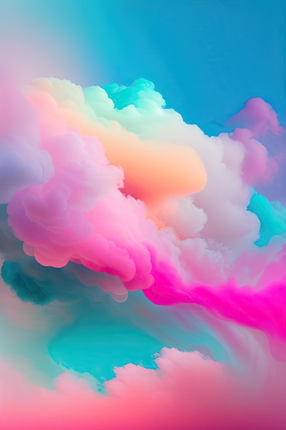 Dreamy pastel teal and pink smoke on abstract background Cloud and fog