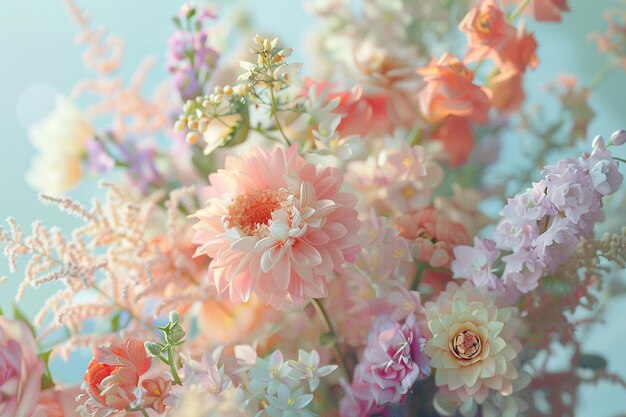 Dreamy pastelcolored wedding bouquets octane rende