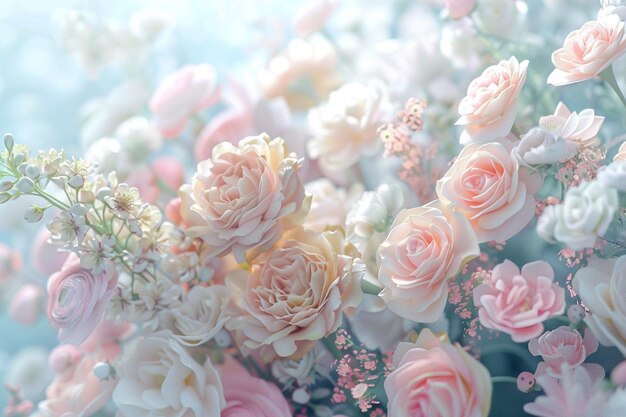 Dreamy pastelcolored wedding bouquets octane rende