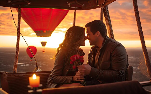 Photo dreamy private hot air balloon valentine39s day