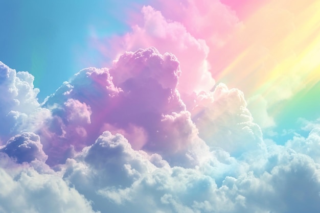 Photo dreamy rainbow color beautiful clouds background