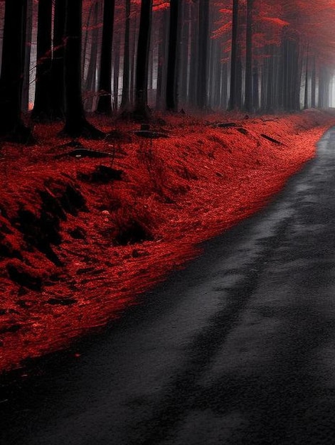 Photo dreamy red forest