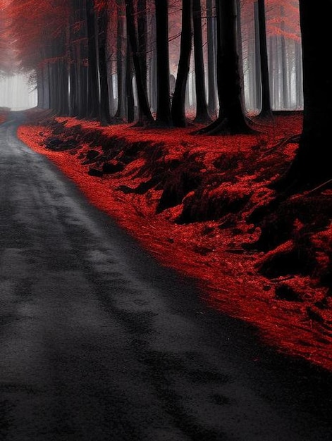 Photo dreamy red forest