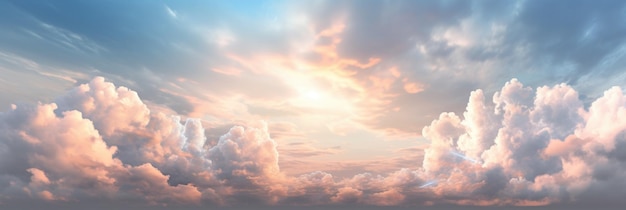 Dreamy romantic sky and clouds scape Generative AI