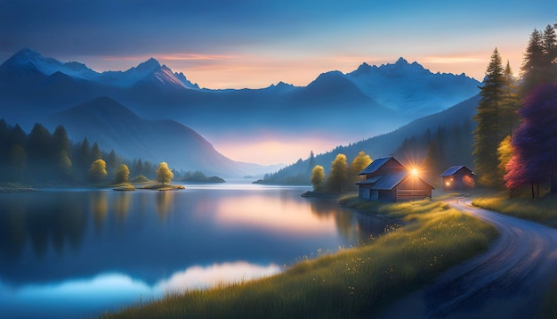 A dreamy rural landscape filled with tranquility