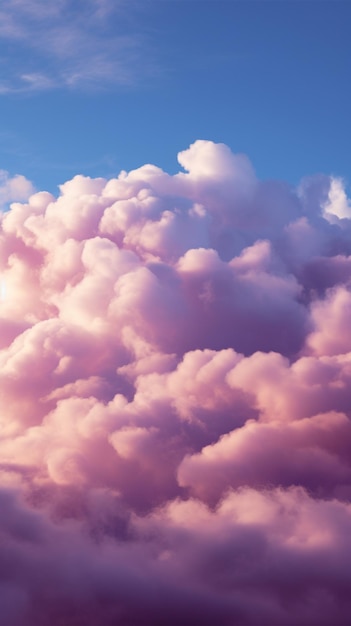 Фото Мечтательные небеса пушистые кумулюсные облака рисуют холст в розовом и фиолетовом вертикальных мобильных обоев