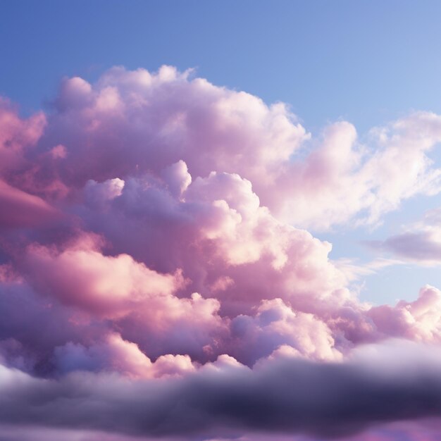 Dreamy skies fluffy cumulus clouds paint canvas in pink and purple for social media post size