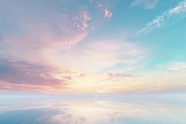 Photo dreamy sky and water at sunset with soft clouds