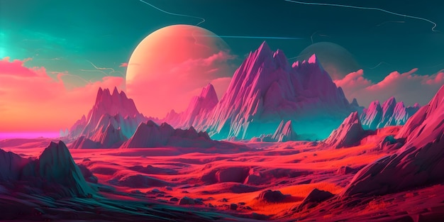 Dreamy and surreal Mars landscape