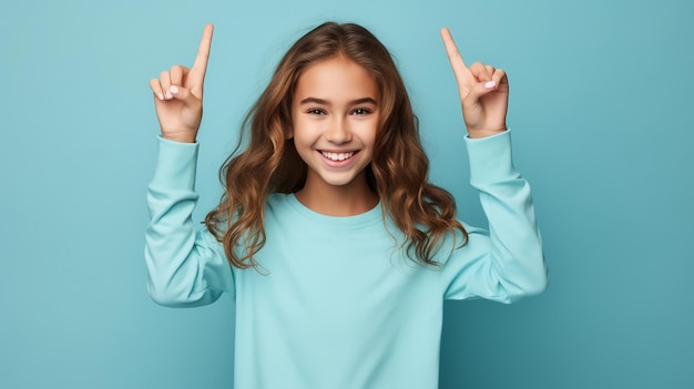 Photo dreamy sweet girl wearing neon knitted shirt