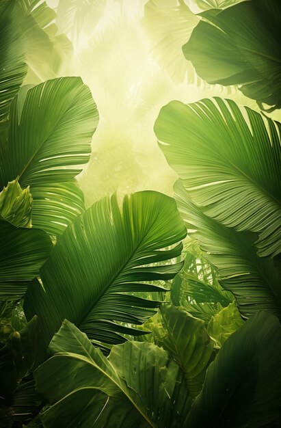 Dreamy tropical landscape banner with greenery and copy space for your text