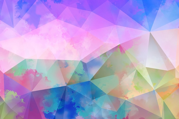 Dreamy watercolor lattice geometric background with gradient origami style abstract background