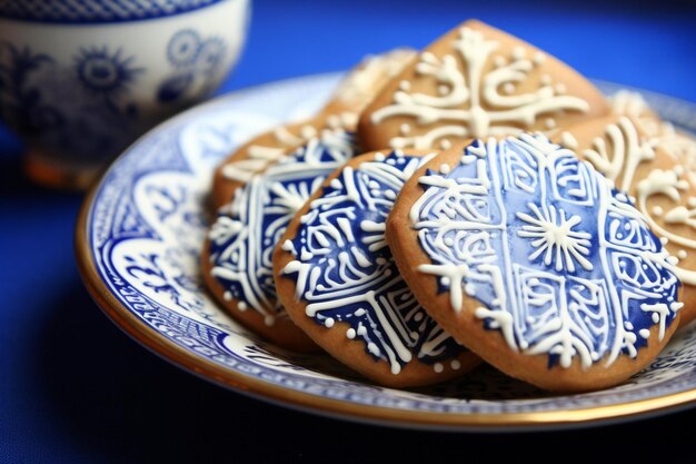 Dreidel koekjes op een bord