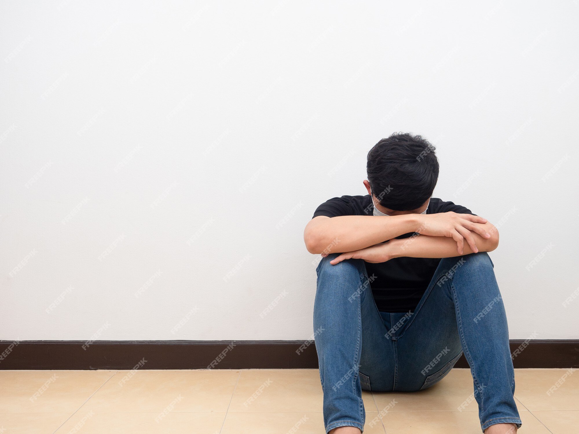 Dramatic, Silhouette of Sad Depressed man sitting head in hands on the  floor. Sad man, Cry, drama, lonely and unhappy concept. 5496246 Stock Photo  at Vecteezy