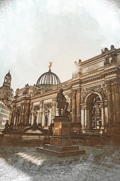 Dresden Germany Color Pencil Landscape