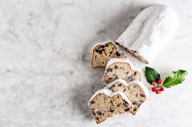 Dresdner stollen on marble table