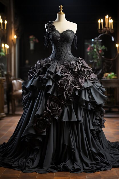 Premium AI Image | Dress Gothic Princess Black Frill