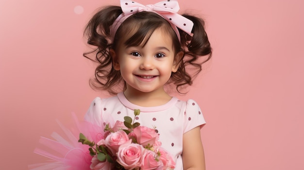 Dress pink background polka dots