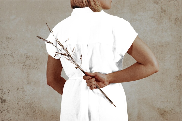 Photo dress png transparent mockup womans back