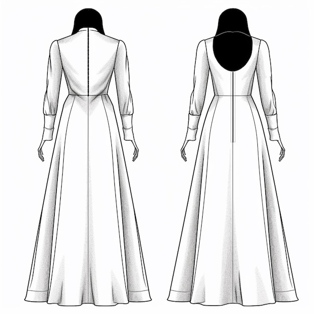 A dress with a long neck and long sleeves.