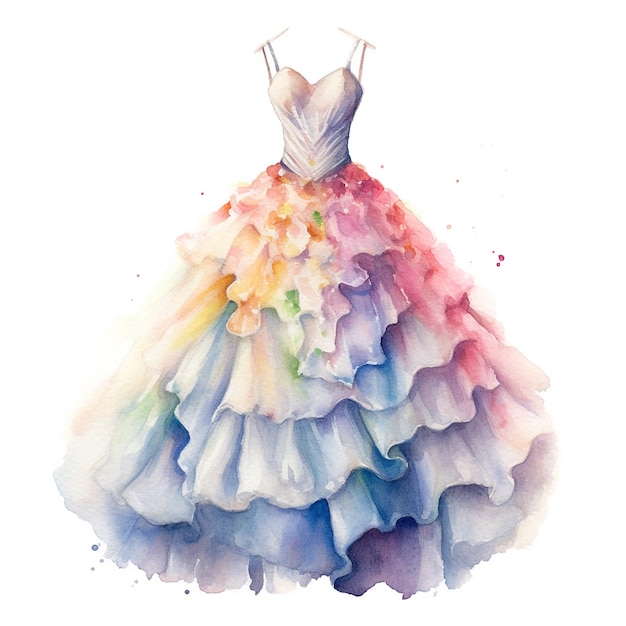 A dress with a rainbow on it