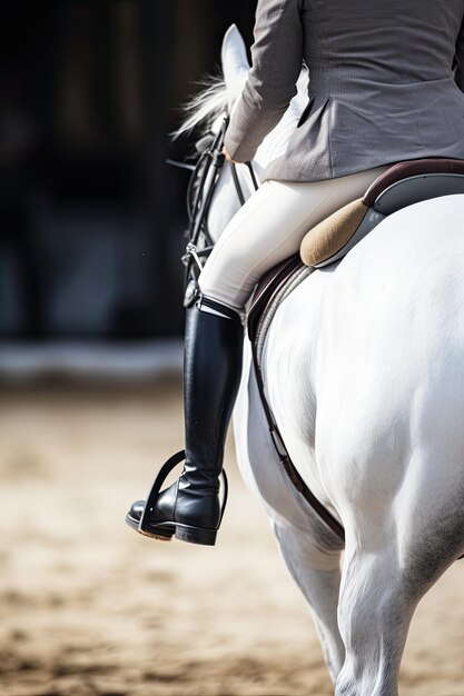 Foto ritratto del cavallo di dressaggio prima della competizione