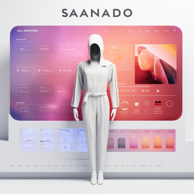 Foto vestire il futuro hd 8k uiux web design per il camerino virtuale di zalando con colori futuristici