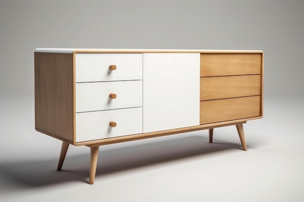 Dressoir Scandinavische Stijl Op Witte Achtergrond Generatieve AI