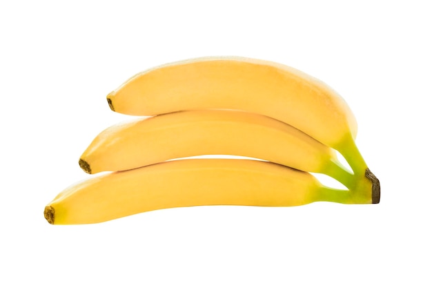 Drie bananen geïsoleerd op witte achtergrond