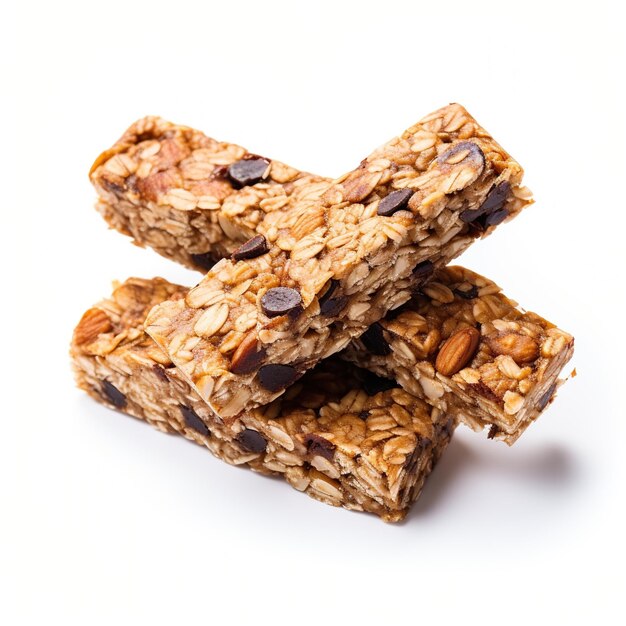 Drie gestapelde haver en chocolade chip granola bars