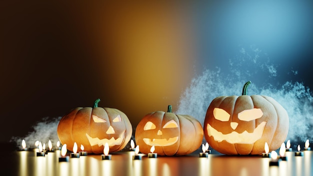 Drie halloween pompoen 3D-rendering