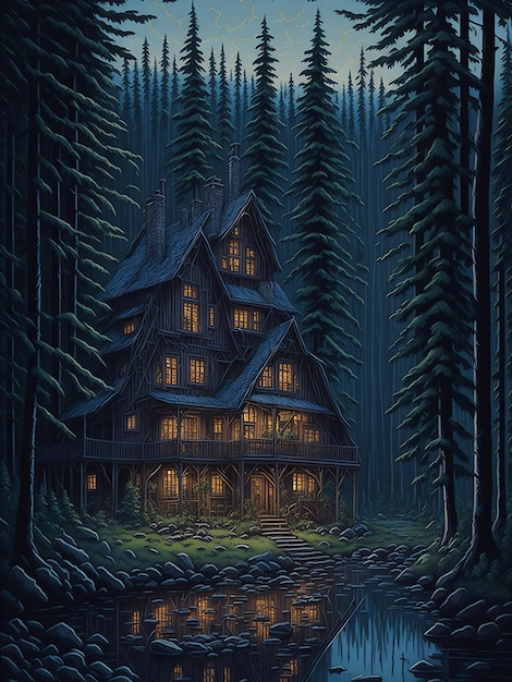 drie hutten in het bos Een rustiek toevluchtsoord