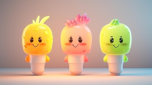 drie plastic speelgoedfiguren van een vogel generatieve ai