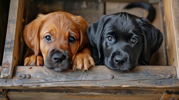 Drie puppy's zitten samen