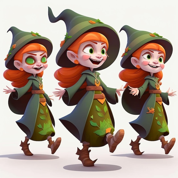 Foto drie stripfiguren met groene hoeden en groene hoeden, waarvan er één 