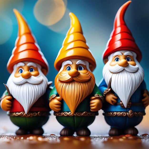 drie val gnomes in een rij k uhd ultra fijne focus