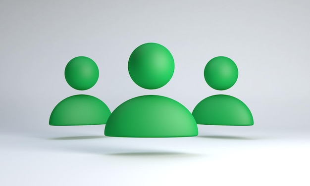 Drie volkeren avatar pictogram geïsoleerd op witte achtergrond 3D illustratie