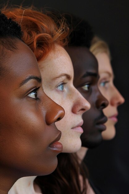 Foto drie vrouwen met rood haar en blauwe ogen kijken naar de camera generatieve ai