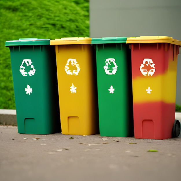 drie vuilnisbakken met het woord recycle erop