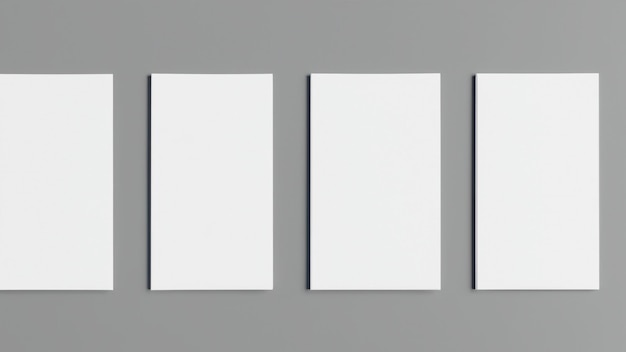 Drie witte frames met "drie" op de onderkant.