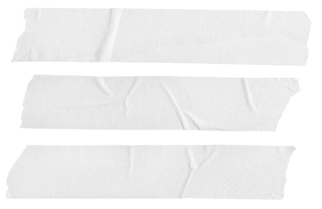Foto drie witte lege verfbandstickers geïsoleerd op witte achtergrond template mockup