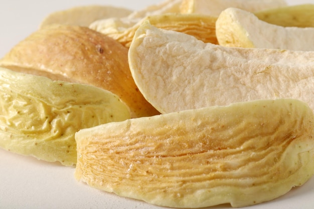 Dried apple slices close up