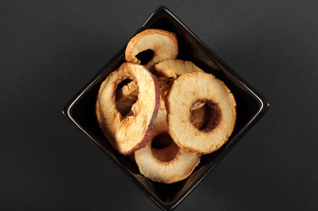 Dried apple slices on plate