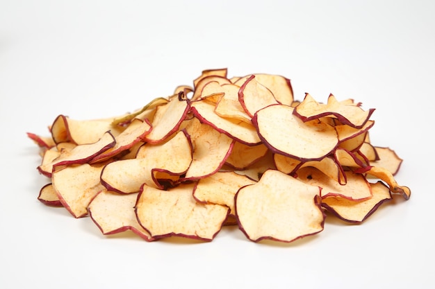 Dried Apple slices on white background