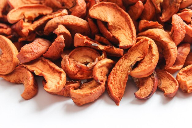 Dried apples on the white background