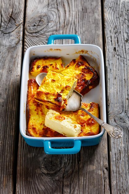 Dried apricot cottage cheese casserole top view