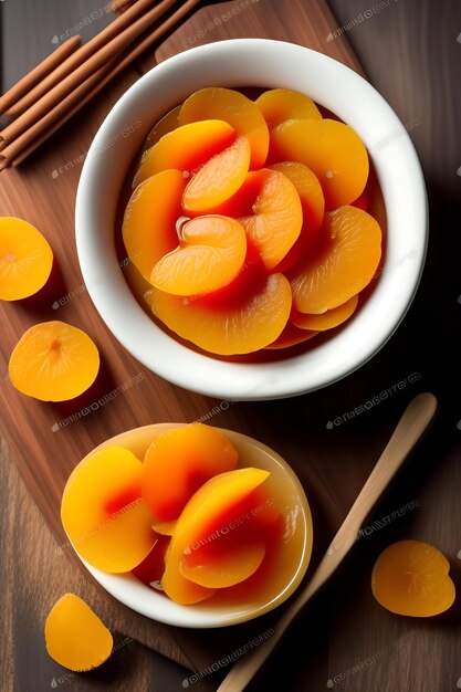 Dried apricots in a wooden dish